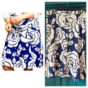 NWT Anthropologie Maeve Blue and White Floral Skirt Sz medium